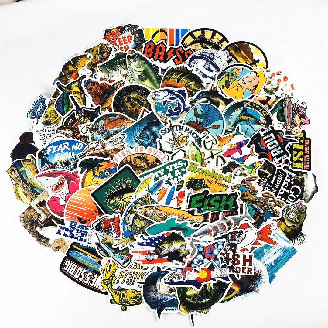 65 Fishing Cartoon Lure Fishing Box Stickers Personalized Lure Mingbang Fishing Box Special Stickers Decorative Stickers