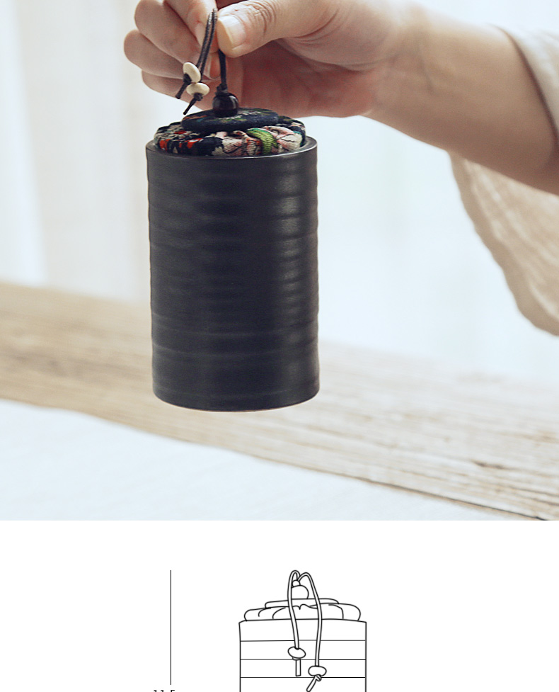TaoZi caddy fixings small ceramic seal tank mini tea pot portable travel box of pu 'er tea tea storage warehouse