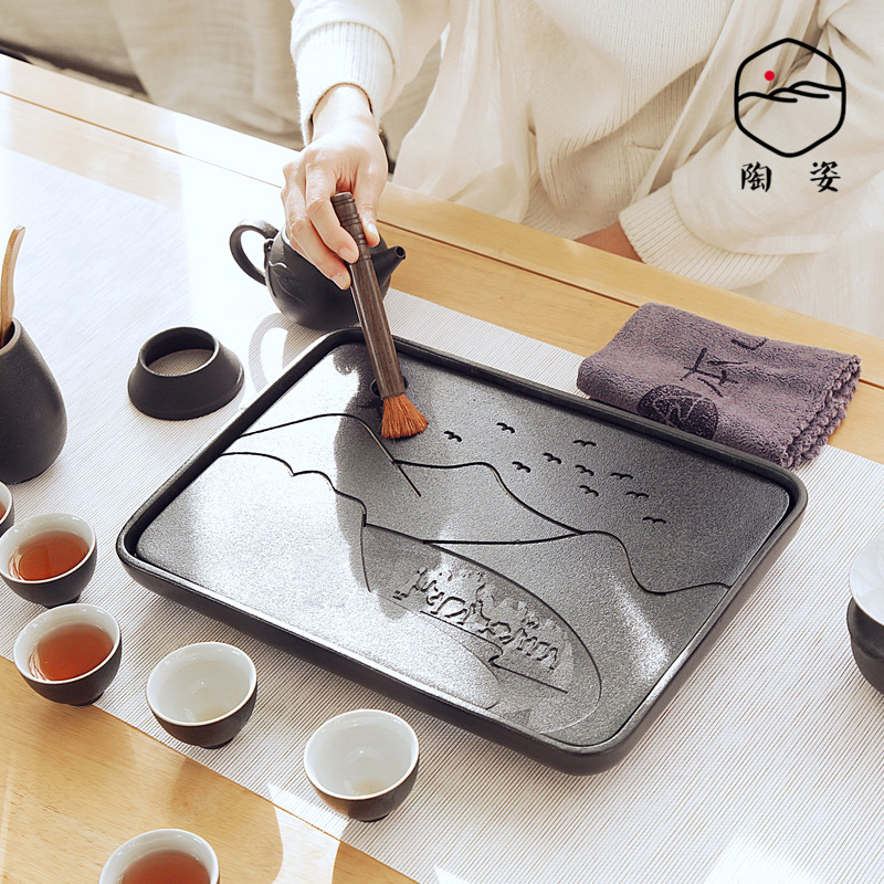 Ceramic tea tray was circular tray was rectangular small tea table Japanese dry Taiwan tea sea water kung fu home office