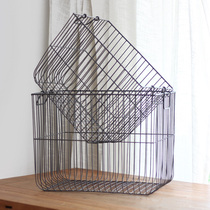 Simple iron collection basket large iron collection basket to collect basket of storage basket landing desktop American retro