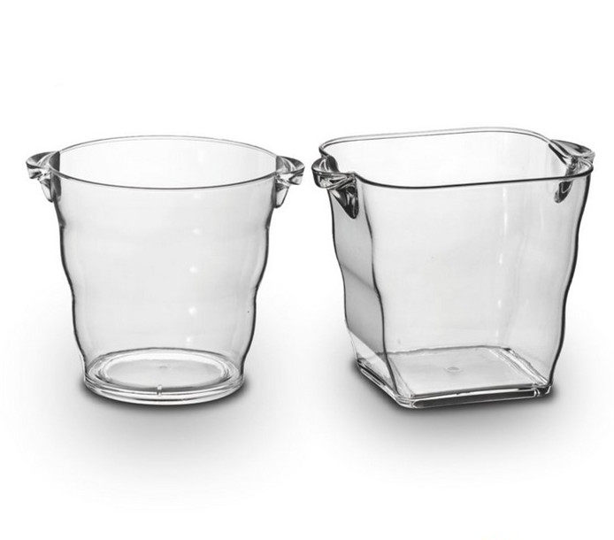 PS plastic 4L transparent round champagne drum square cocktail drum with round wave ice bucket printed LOGO