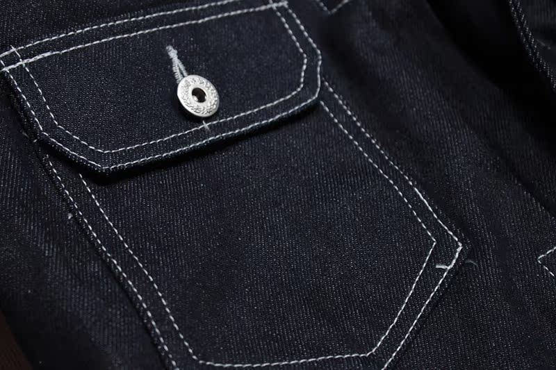 Nuôi bò, màu cơ bản, áo khoác denim không tẩy, dày và thô, Ami, áo khoác denim cổ điển áo khoác denim