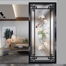 Art glass partition wall living room screen transparent frosted scrub Xuanuang walkway double-sided hotel decoration folding Chinese flower