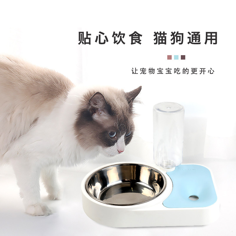 Cat drinking fountain water storage drinking fountain dog automatic drinking fountain stainless steel double bowl non-wet mouth pet supplies - Taobao