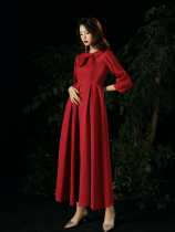 maternity toast bridal burgundy autumn engagement dress belly cover large size mm cheongsam back door uniform women