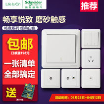 Schneider switch socket Changyi white five-hole USB single open double single control double control TV network blank panel