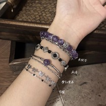Worry-free Valley｜Retro style good luck amethyst agate natural element double layer beaded bracelet handmade by Shen Yang