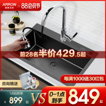 Wrigley black nano stainless steel kitchen set wash basin sink sink sink Under the table basin manual sink single tank