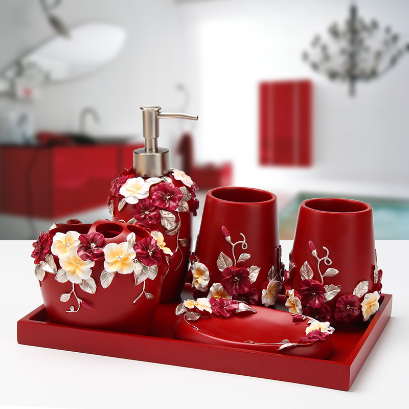 Bathroom six-piece set Wash set European gargle cup Powder room decoration ornaments Couple brushing cup Toothbrush holder