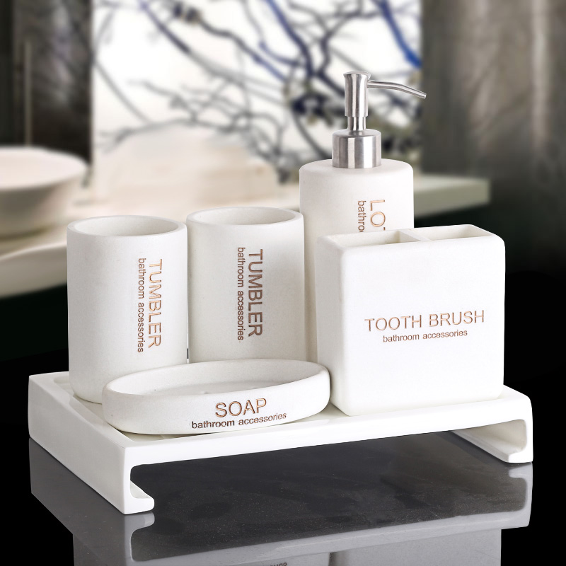 Nordic Minimalist Bathroom Five Piece Bathroom Wash Set Creative Toilet Supplies Couple Brushing Cup Set