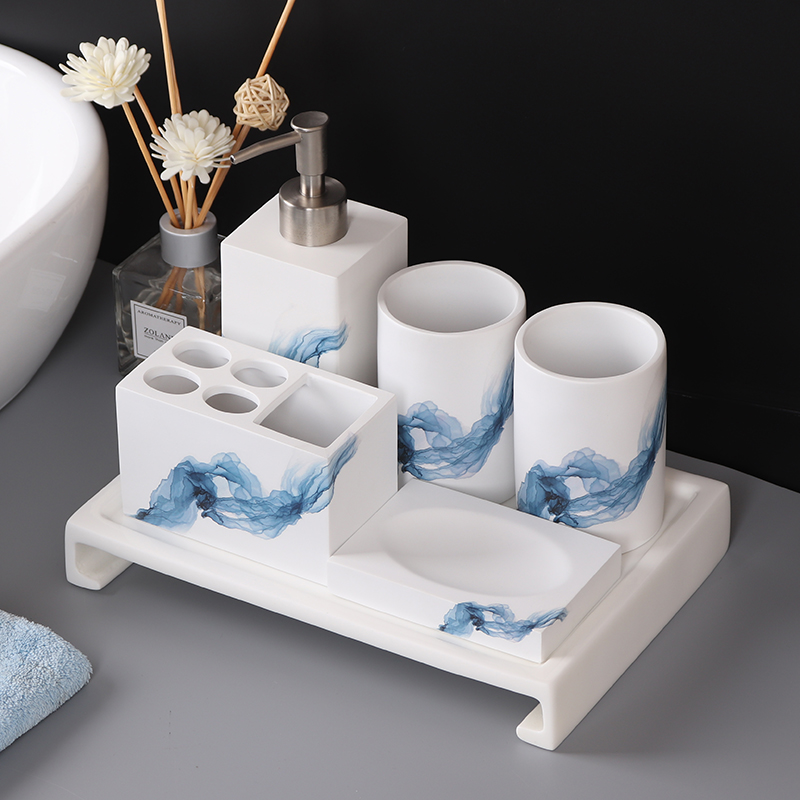 Simple bathroom toiletry set five-piece set bathroom supplies kit European style wash cup brush cup toilet ornaments
