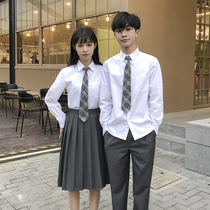 Han Edition School Uniform Fall Long Sleeve Inn College Wind High School Raw Dress Medium Long Dress White Shirt Class Suit Big Code