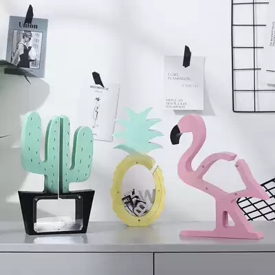 Nordic creative literature and art fan cactus cartoon wooden decorations savings piggy bank bedroom ornaments shooting props