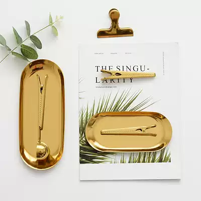 Creative stainless steel gold tray Oval storage tray jewelry plate Nordic home snack cake storage plate