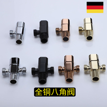 All copper chrome-plated zirconium gold rose gold dumb black thick explosion-proof water check valve cold and hot water universal one-in-two angle valve