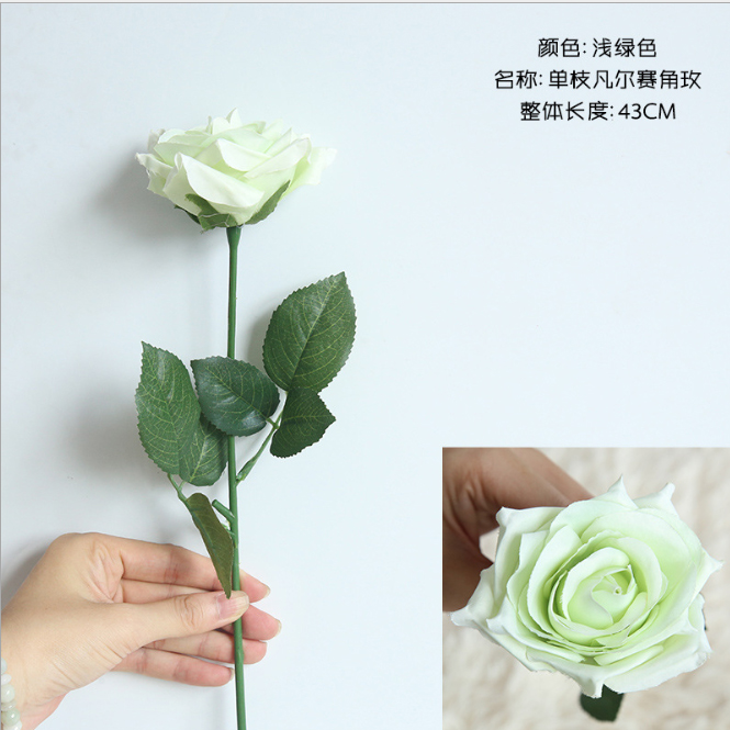 Single branch green rose emulation blue red pink rose florist with flower simulation flowers rose wedding fake flowers