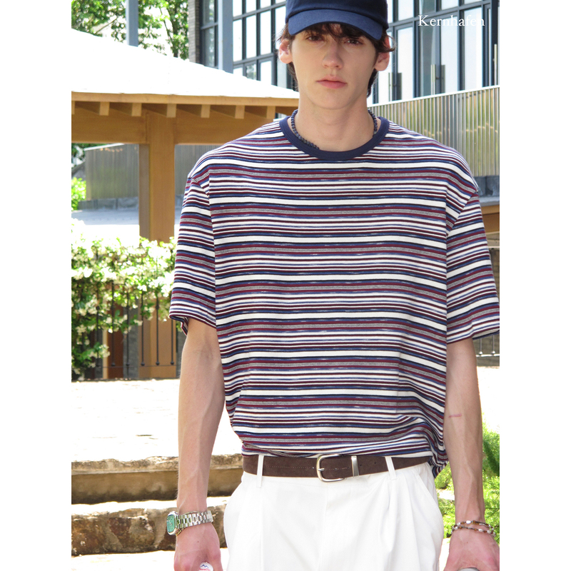"I Can'T Even Imagine How Stunning This Travel Outfit Is! Colorful Striped Short-Sleeve T-Shirt |   Kernhafen