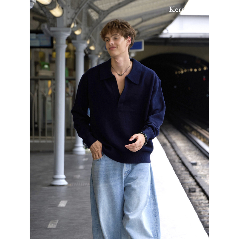 Share the Colors of Autumn 100% Sheep Wool V-Neck Pullover Sweater for Men |   Kernhafen