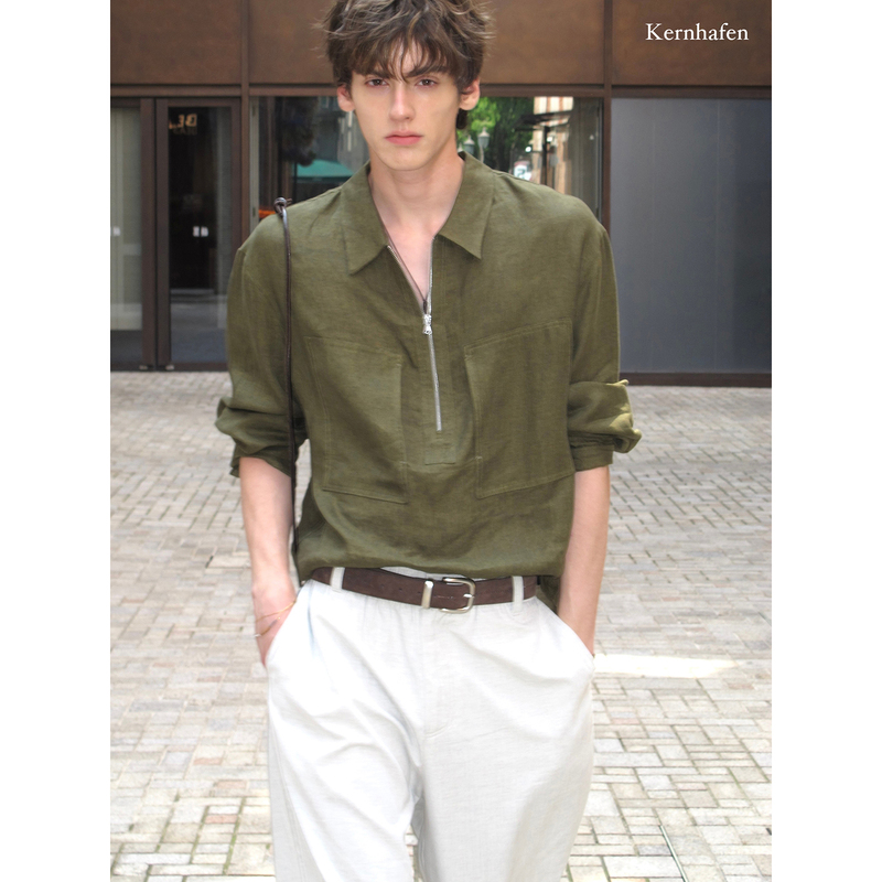 The End of Relaxation Is Simplicity: Half-Buttoned 100% Linen Shirt |   Kernhafen