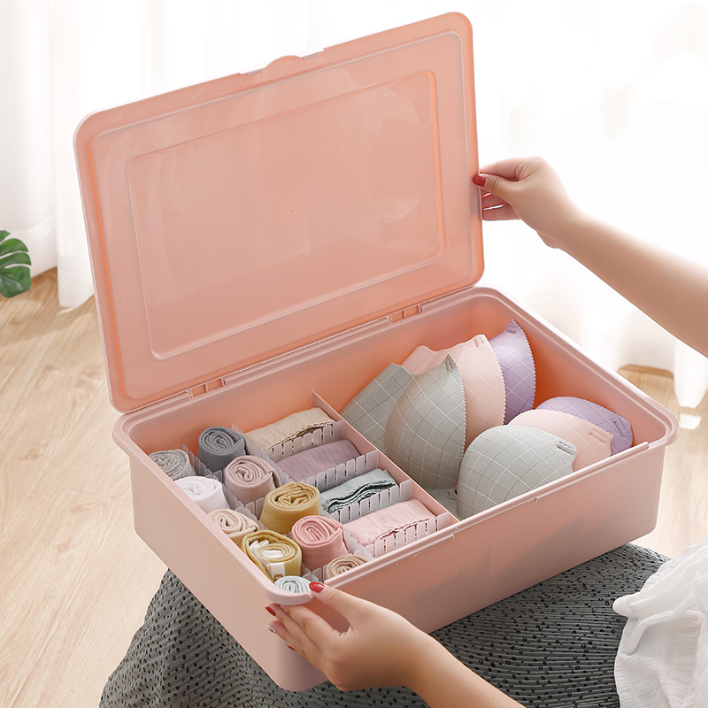 Underwear panties storage box put underwear pants bra socks home wardrobe inside the compartment with cover student sorting box