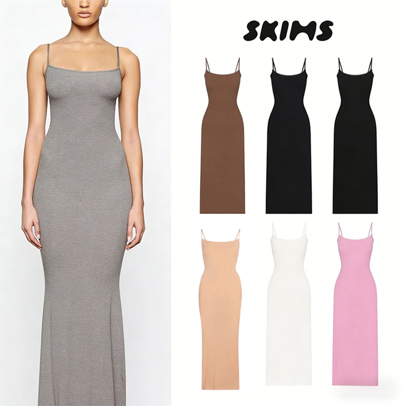 [Hot-Selling in Stock] Skims Sexy Camisole Dress Shapewear, Yu Shuxin's Same Style, Pure and Alluring Bodycon Long Dress