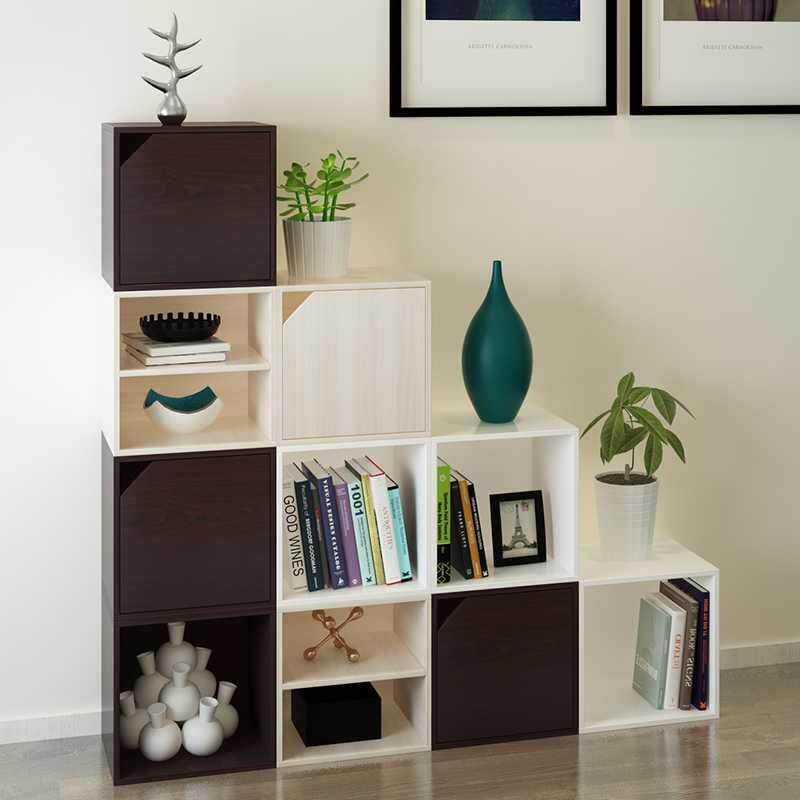 Desk bookshelf square storage square grid simple floor combination baking paint simple small bookcase space free