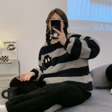 Коралловая бархатная демисезонная пижама, флисовый фланелевый бархат, плюшевый комплект, женский стиль, популярно в интернете, большой размер