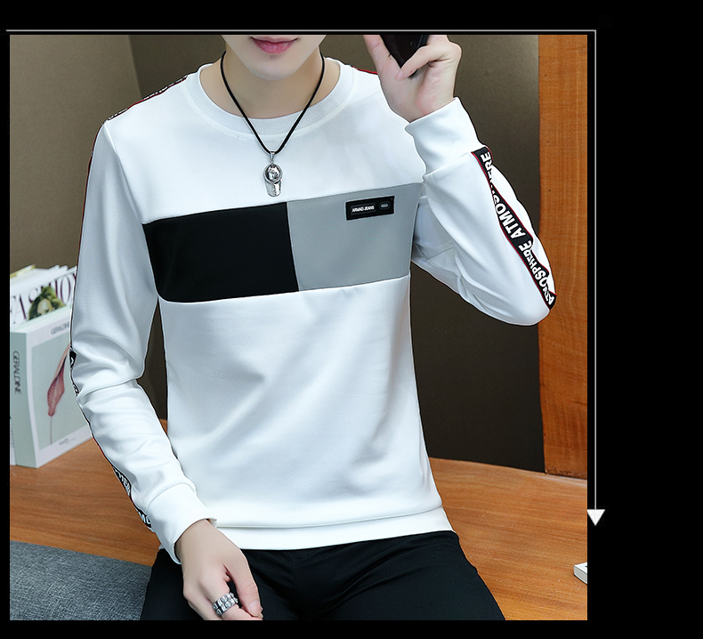 Cộng với áo thun nhung dài tay nam chạm đáy áo cổ tròn quần áo mùa thu nam sinh viên Hàn Quốc xu hướng áo len nam đẹp trai t shirt polo
