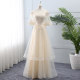 Champagne color bridesmaid dresses for sisters, slimming, evening dress for small girls, fairy-like, high-end, long style