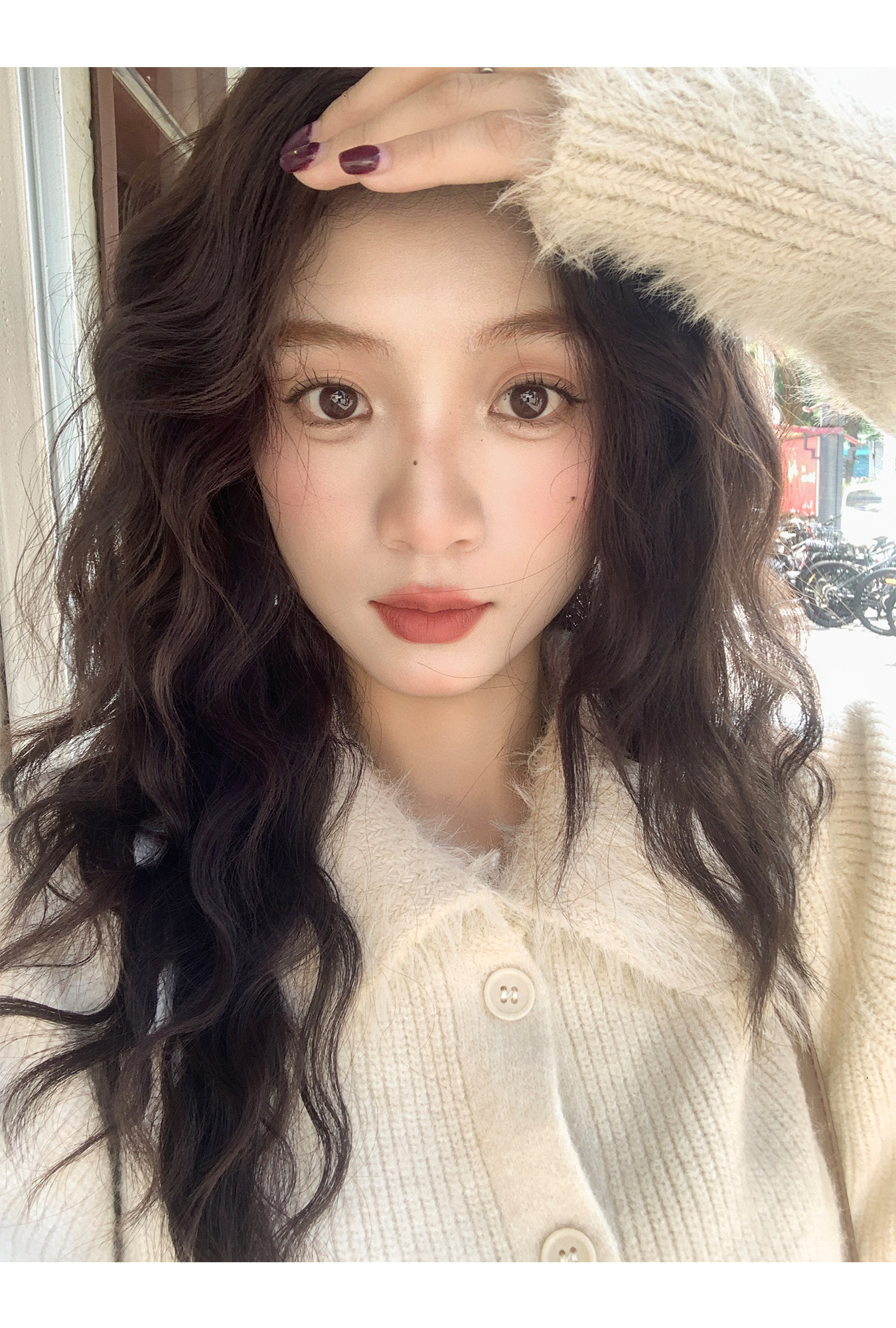 털 모피 칼라 니트 오픈 가디건 2026 봄 가을 새로운 한 부서 느긋한 센스 두꺼운 루즈핏 살구 색상 두꺼운 바늘 스웨터 상세 이미지 7