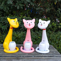 Thyme Cartoon KITT Cat 1606 With Pen Holder Small Night Light LED Touch Warm Light White Cat Eye Table Lamp