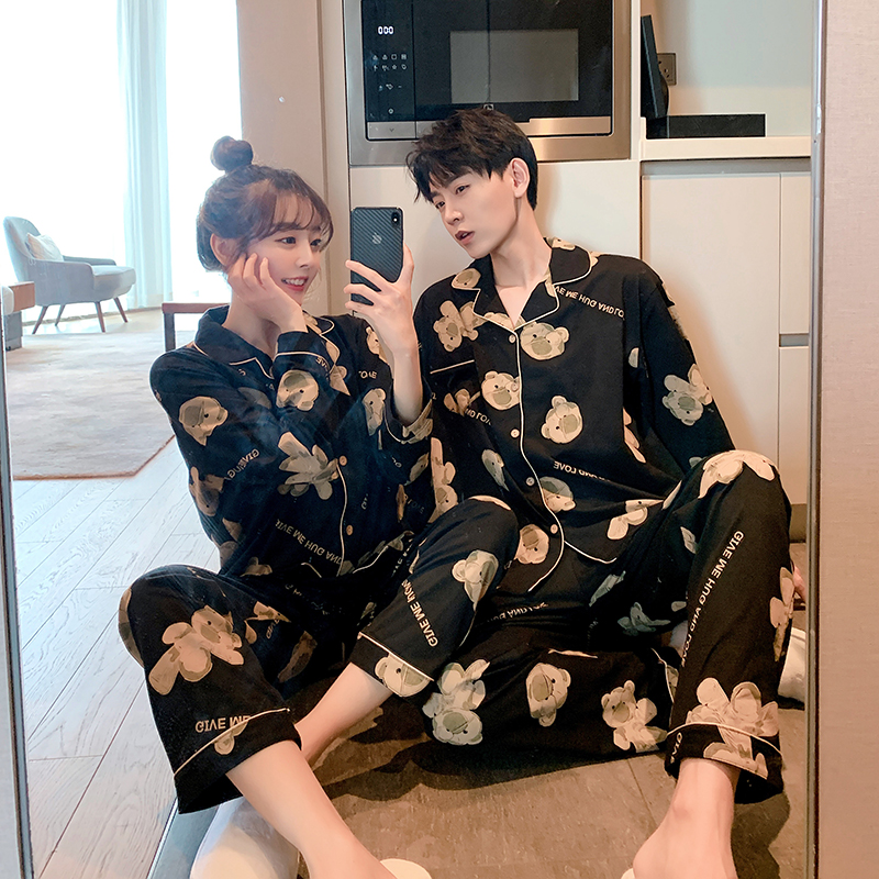 2021 cotton pajamas women spring and autumn can be worn outside couples men and women long sleeves casual home clothes summer big size set