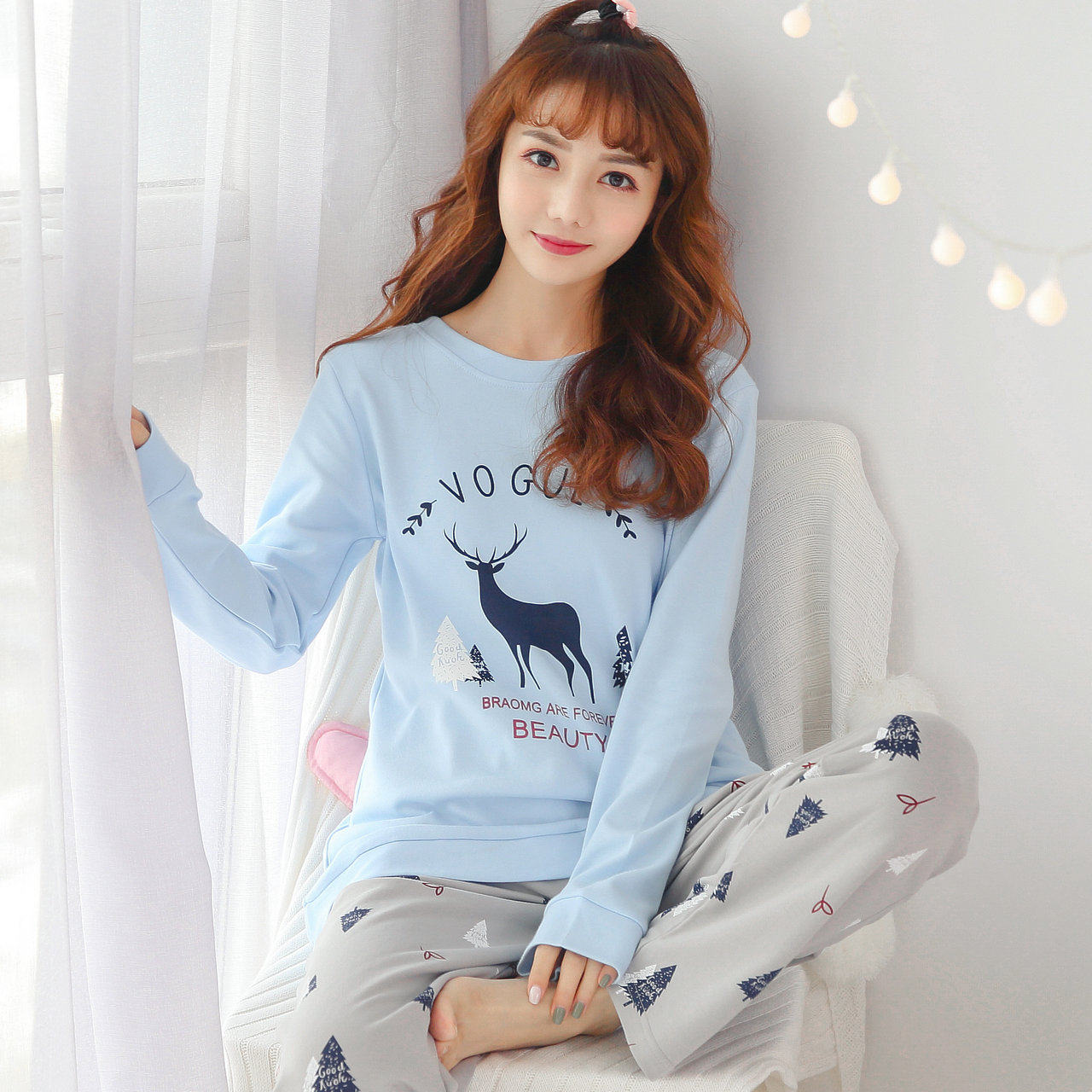 Sleepwear Lady Autumn Princess Wind Long Sleeve Spring Autumn Korean Edition Can Outwear Sweet And Cute Cartoon Home Conserved Ladies Winter Suit