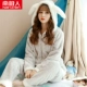 Bộ đồ ngủ Nam Cực mùa thu đông cho nữ lông cừu dài tay dễ thương phiên bản Hàn Quốc của bộ đồ ấm áp làm dày flannel phụ nữ phục vụ nhà pijama tiểu thư