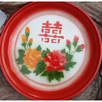 Tea plate old-fashioned enamel round plate Retro nostalgic tea plate soup plate large plate chicken fruit plate Porcelain plate tray household