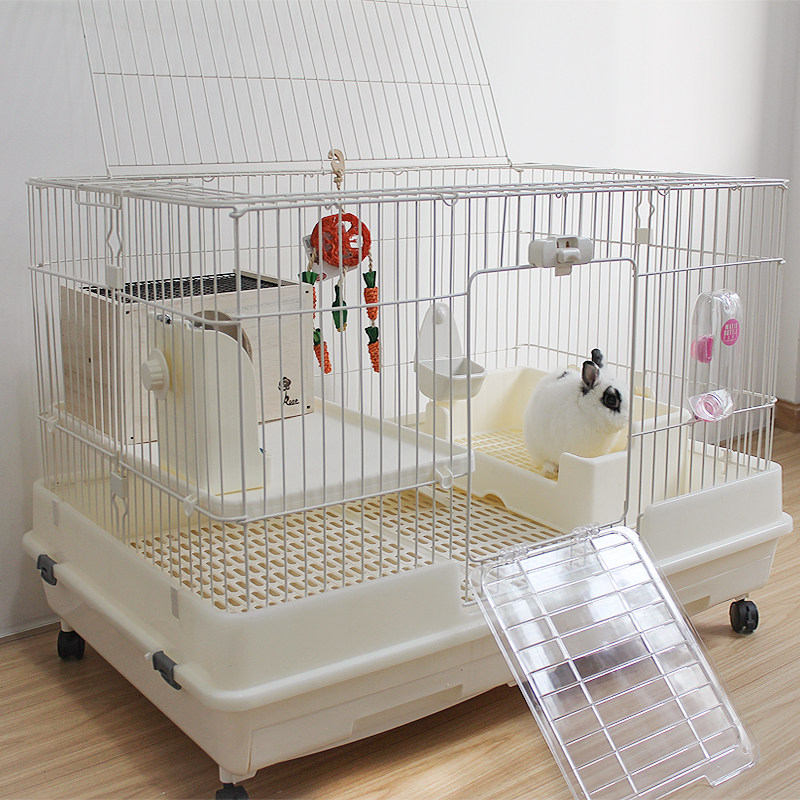 riyoka Ruiyou family rabbit cage luxury double deck rabbit villa white double drawer anti-spraying guinea pig dutch pig cage