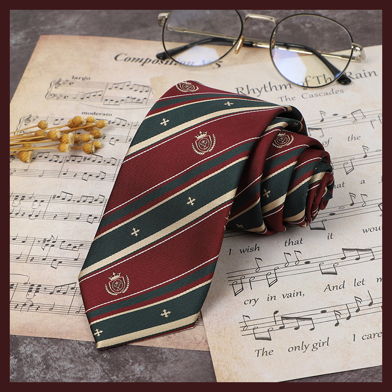 (Plowing) Moozaki College Original Red Green Gold School For Sensation Stripe Student College Wind Uniform JK DK Tie