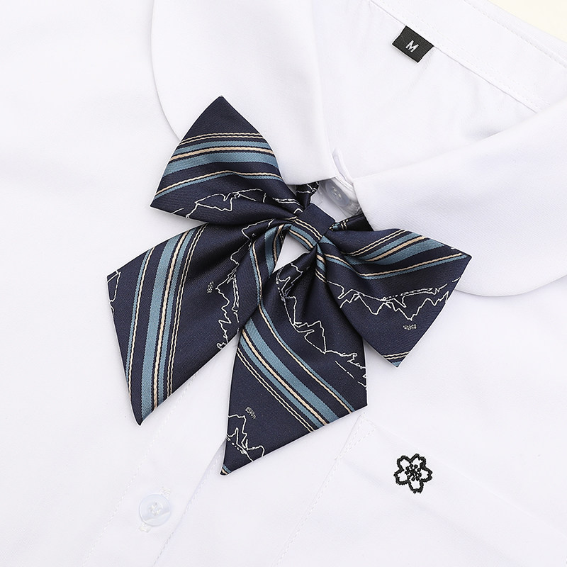 (Plowing) Life Pinnacle Blue Original Striped Student Shirt Uniform Flat Corner Plums JK Collar Tie Girl