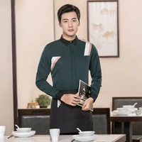 Темно -зеленый топ + фартук [три длинных рукава]