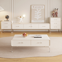 Light luxury modern minimal TV cabinet tea combination small household cream wind designer style high foot TV cabinet cabinet