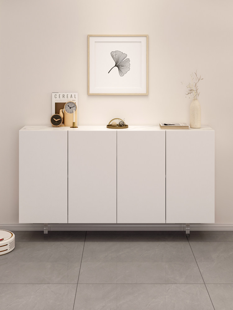 Modern minimalist Suspended Dining Side Cabinet Small Household Type Lockers Storage Cabinet Cream Windy Solid Wood Extremely Narrow Ultrathin Tea Water Cabinet-Taobao