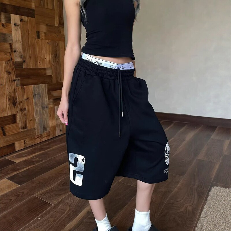 American Retro Printed Wide-Leg Shorts Women's Basketball Capri Pants Summer Jazz Dance Loose Casual Sports Sweatpants American Retro Printed Wide-Leg Shorts Women's Basketball Capri Pants Summer Jazz Dance Loose Casual Sports Sweatpants