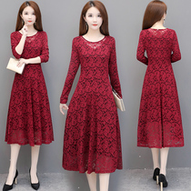 Spring 20201 new wide lady dress female knee lace long spring and autumn with bottom skirt