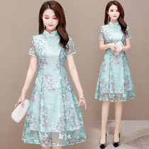 Fashion Improvement Qipao Dress Dress Dress Woman 2022 Summer New Cashew Temperament Mom Little Sub Crummy Dresses Dresses