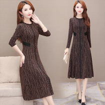 Temperament Long Sleeve Dress Dress Woman 2020 New Fall Broadside Closets Slim Young Mom Beat for a Long Length Skirt