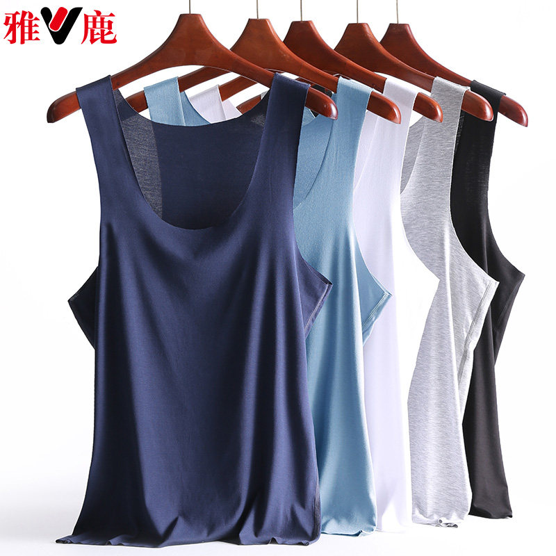 Yalu men's Modal ice silk incognito vest Summer fitness sports base shirt sleeveless undershirt white suspenders