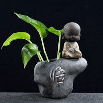 Hauesteem creative pendulum pieces monk Little floral furniture Home Decorative Dining Room Green Lori Flowers Inserts Vases Ceramic Hydroponic containers