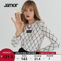 Jamor2021 autumn new printed pattern long sleeve T-shirt female slim versatile niche design top
