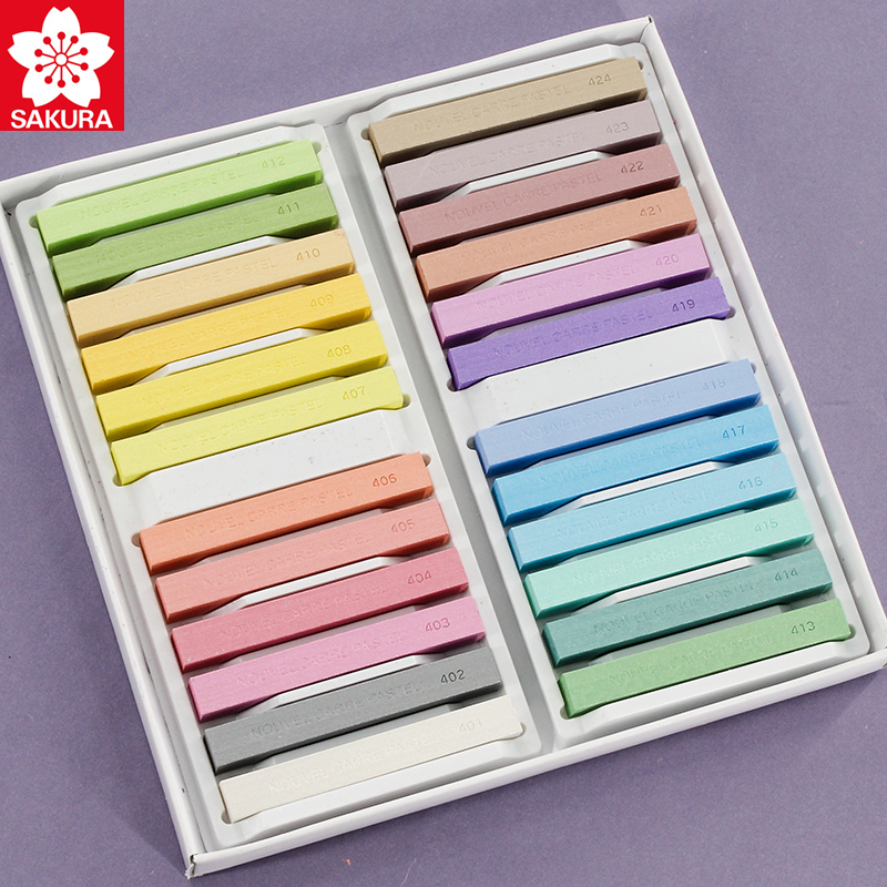 Japan imports cherry blossom chalk 24 color pearl fluorescent paste rod 48 color chalk personality sketch artists dedicated 12 color paste sets beginners professional hand painting brush