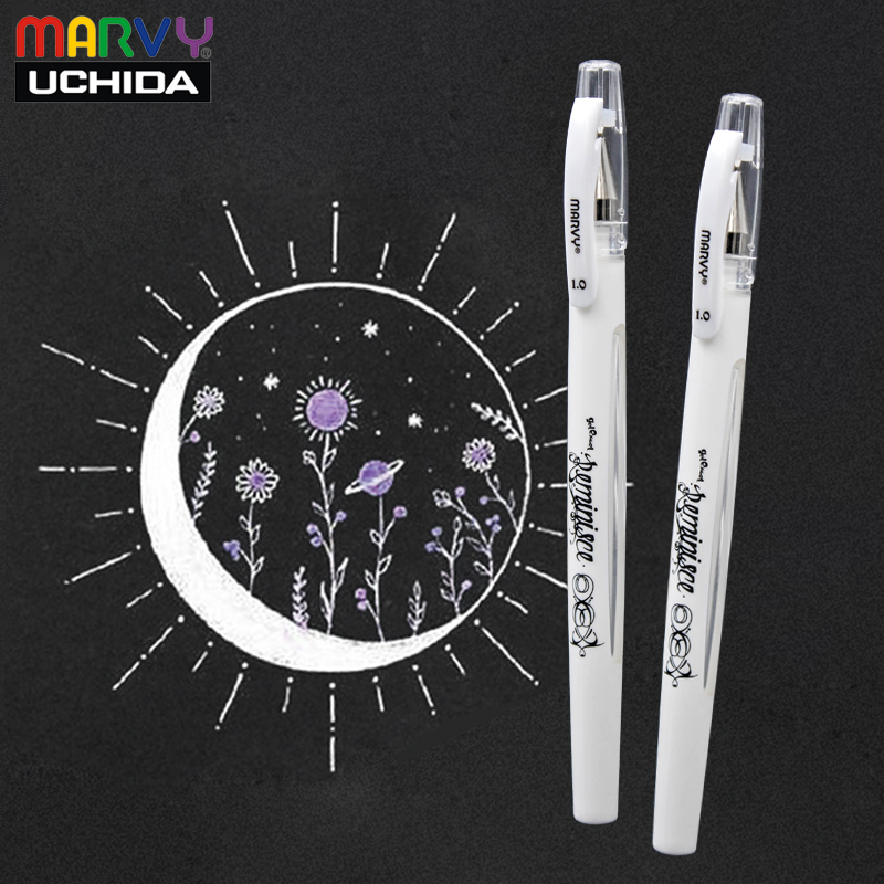 Japan's Marvy Uchida Meihui gold and silver white black paper with highlight pen wedding meeting hand-painted signature pen 1 0mm